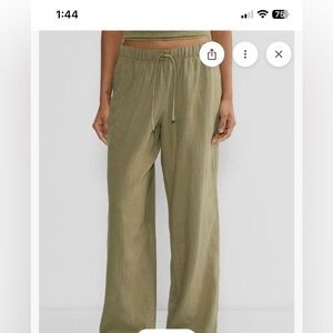 Aritzia Babaton The Group Linen Blend Santog Linen Pant in Green